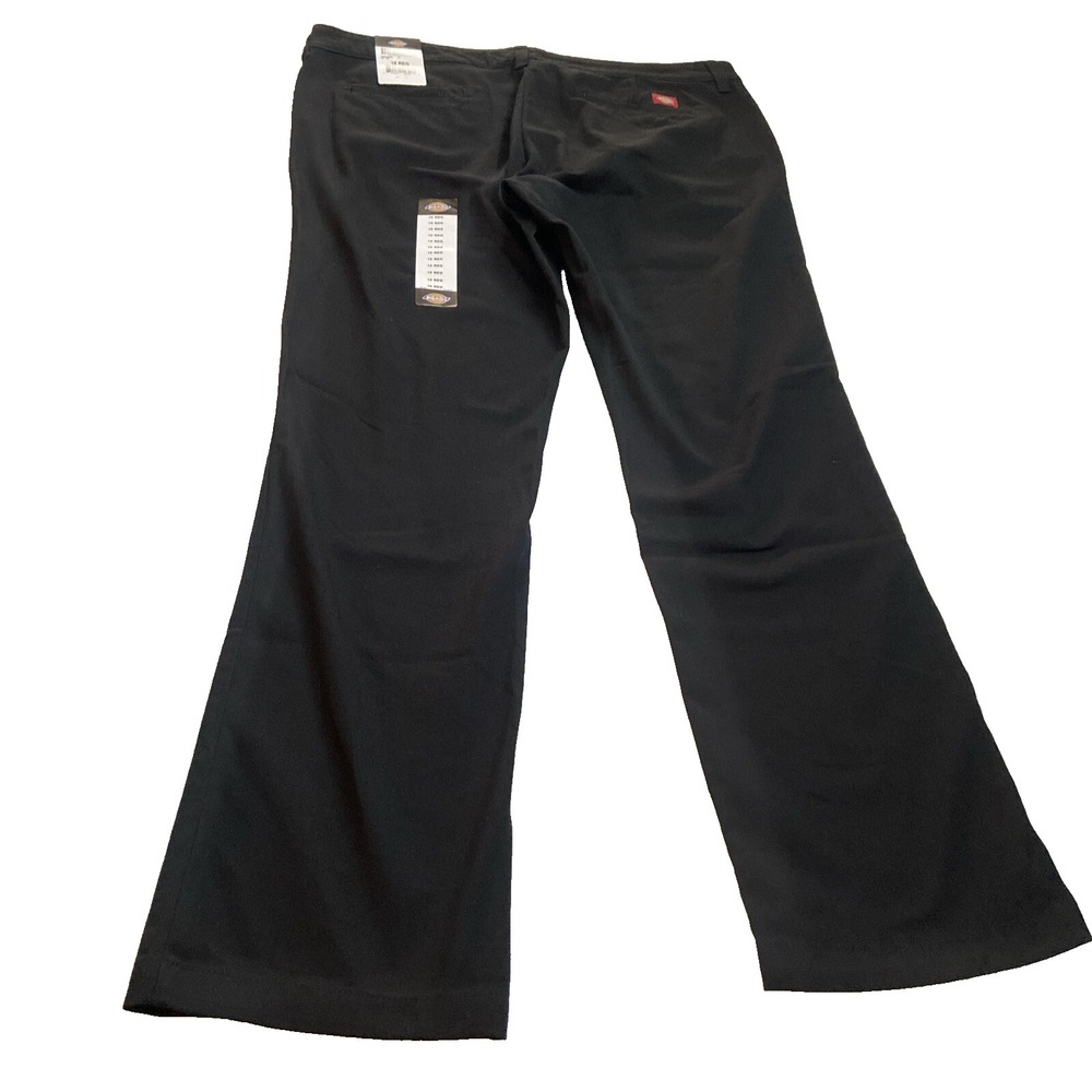 Dickies Flex Twill Pants Slim Fit Straight Leg Black Womens 16 Reg FP513RBK